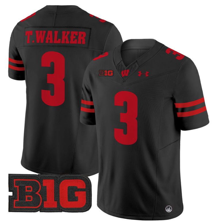 Tawee Walker Jersey #3 Wisconsin Badgers Vapor Football Stitched Black