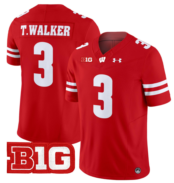 Tawee Walker Jersey #3 Wisconsin Badgers Vapor Football Stitched Red