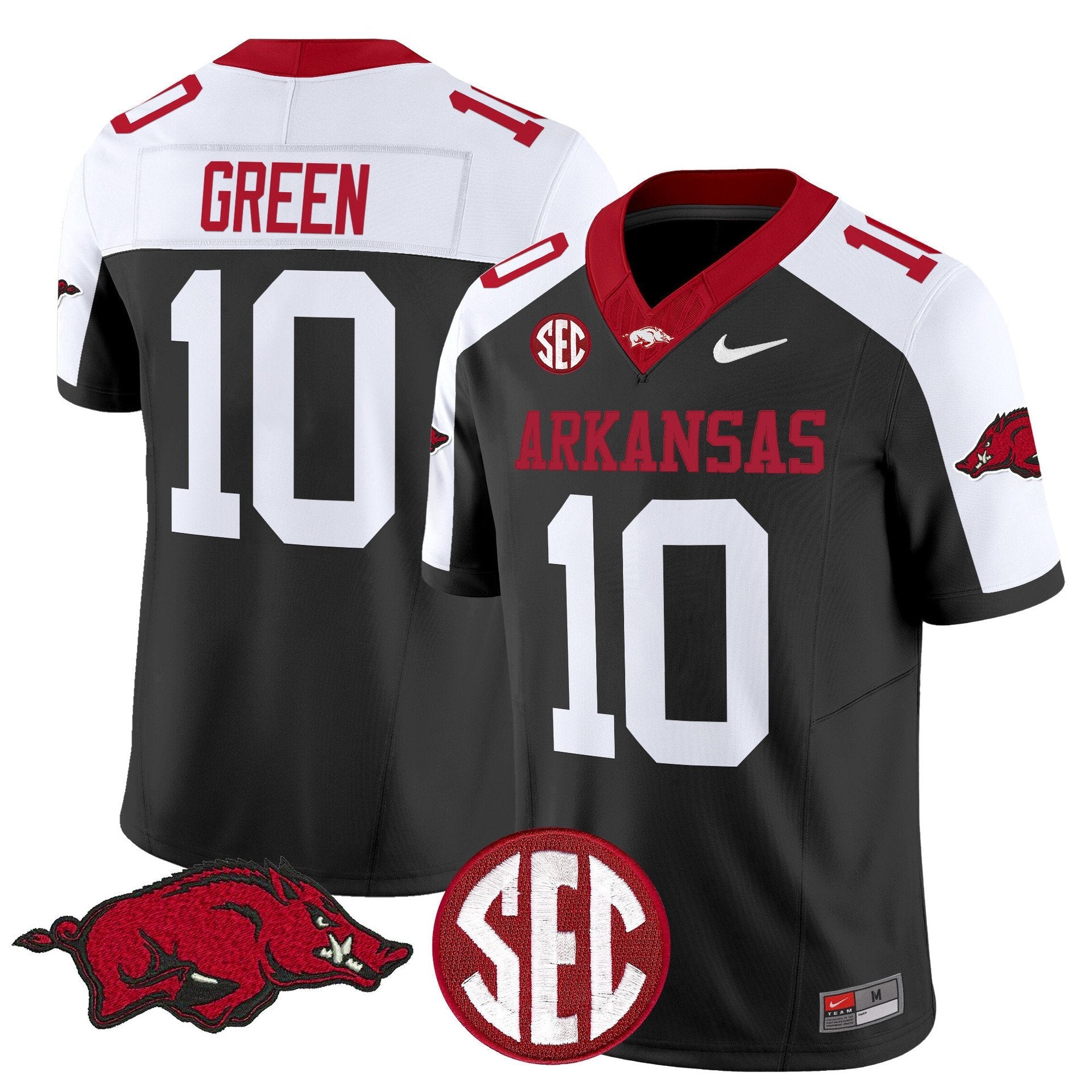 Taylen Green Jersey #10 Arkansas Razorbacks Limited Stitched Black Alternate