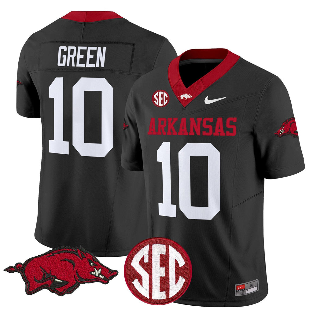 Taylen Green Jersey #10 Arkansas Razorbacks Limited Stitched Black