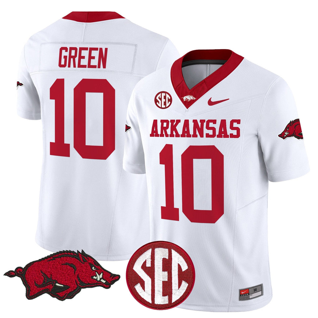 Taylen Green Jersey #10 Arkansas Razorbacks Limited Stitched White