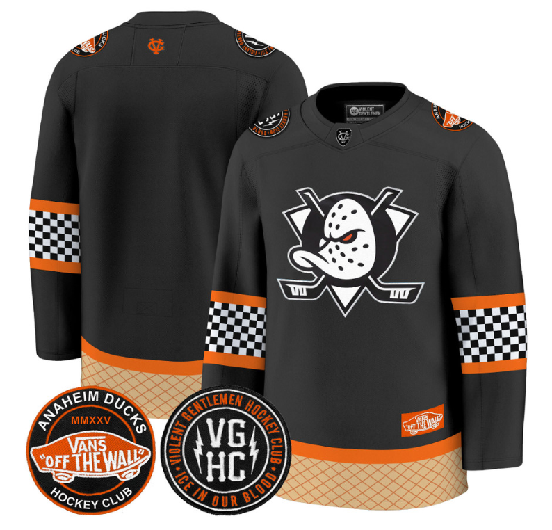 Team Jersey Anaheim Ducks Checkerboard 2025 Premium Stitched Black