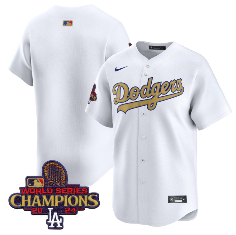 Team Jersey No Name Dodgers 2025 Gold Vapor Premier Limited Stitched White