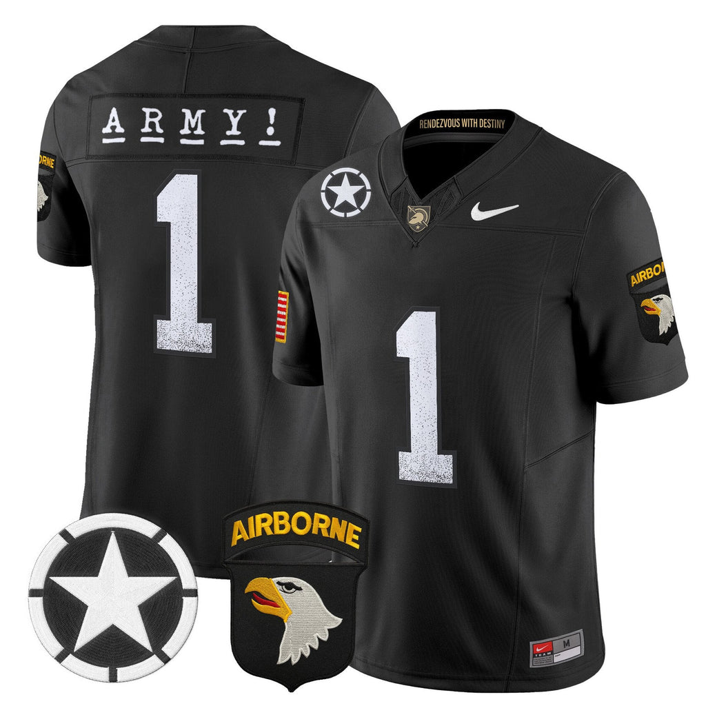 Team Jersey #1 Army Black Knights 2025 Screaming Eagles Stitched Black