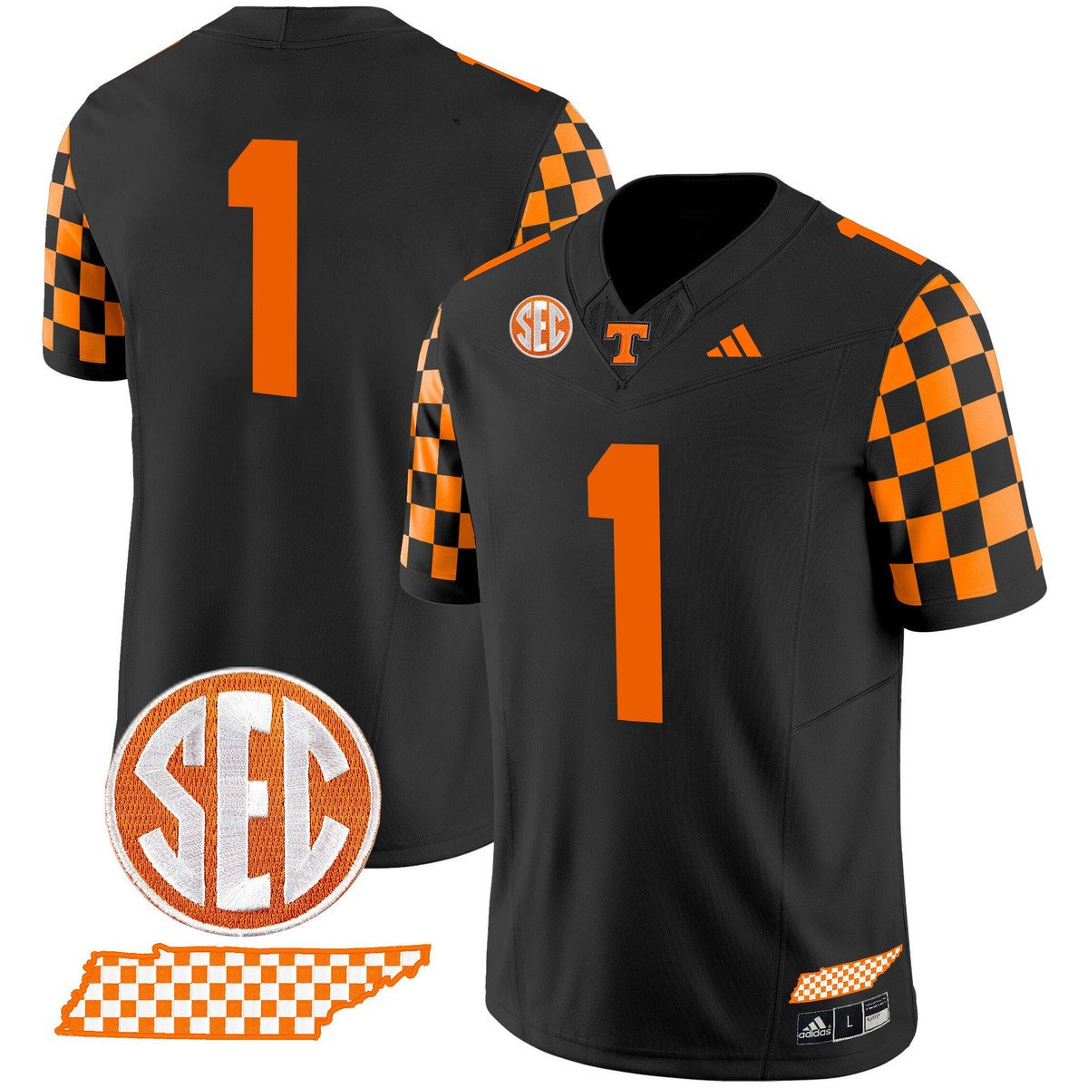 Team Jersey #1 Tennessee Vols Rebrand 2026 Checkerboard Stitched Black