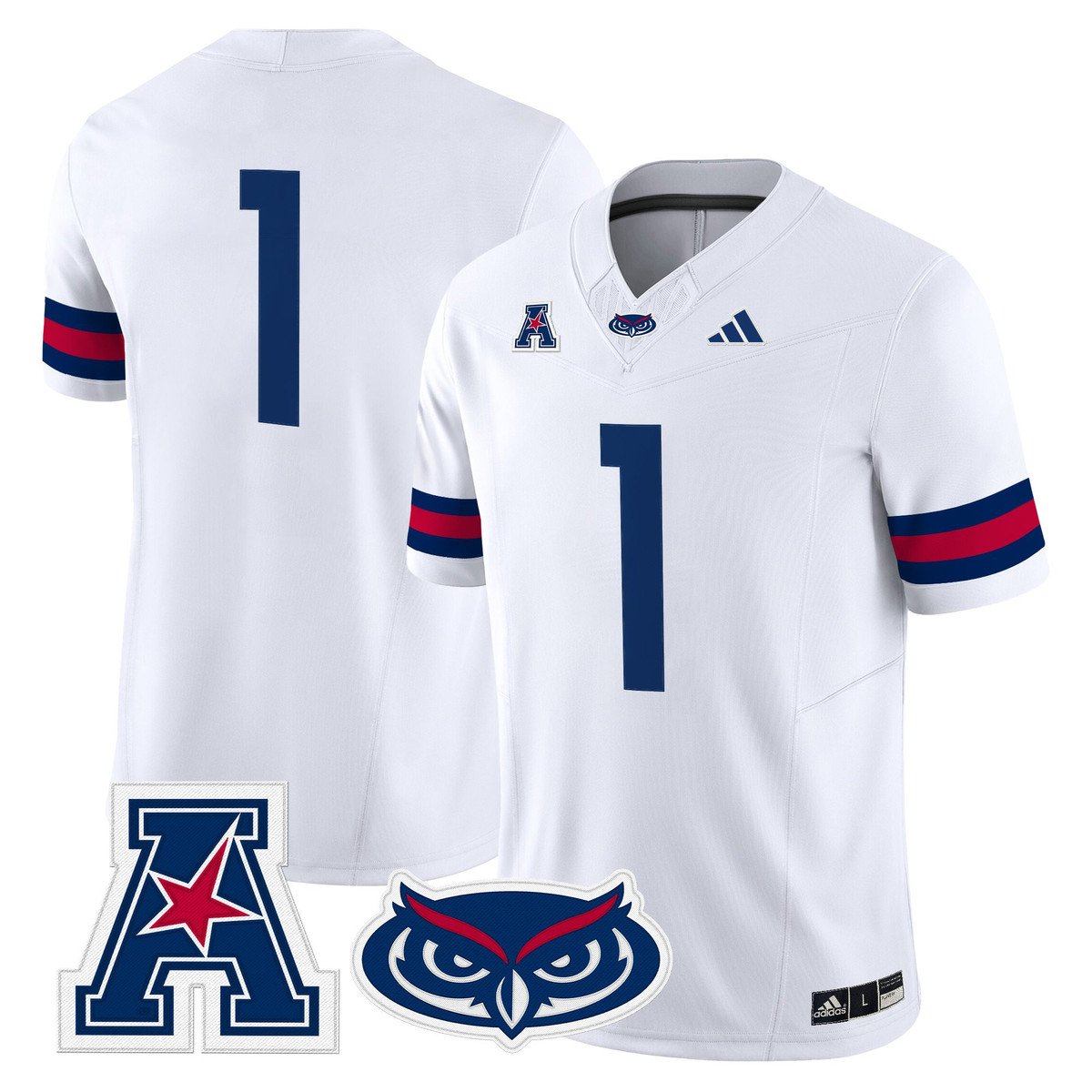 Team Jersey #1 Florida Atlantic Owls 2025 All Stitched White