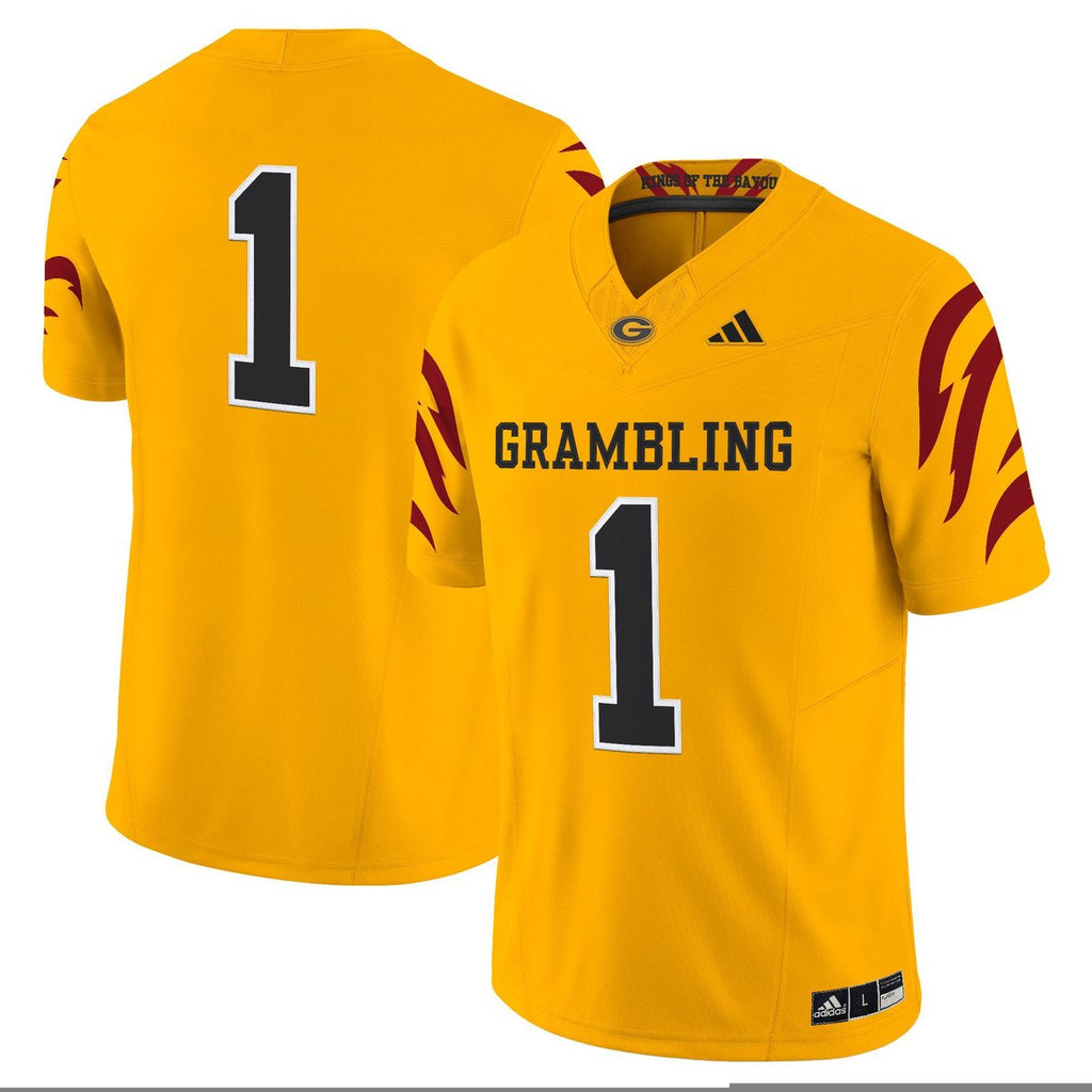 Team Jersey #1 Grambling Tigers 2025 Vapor Limited Stitched Gold
