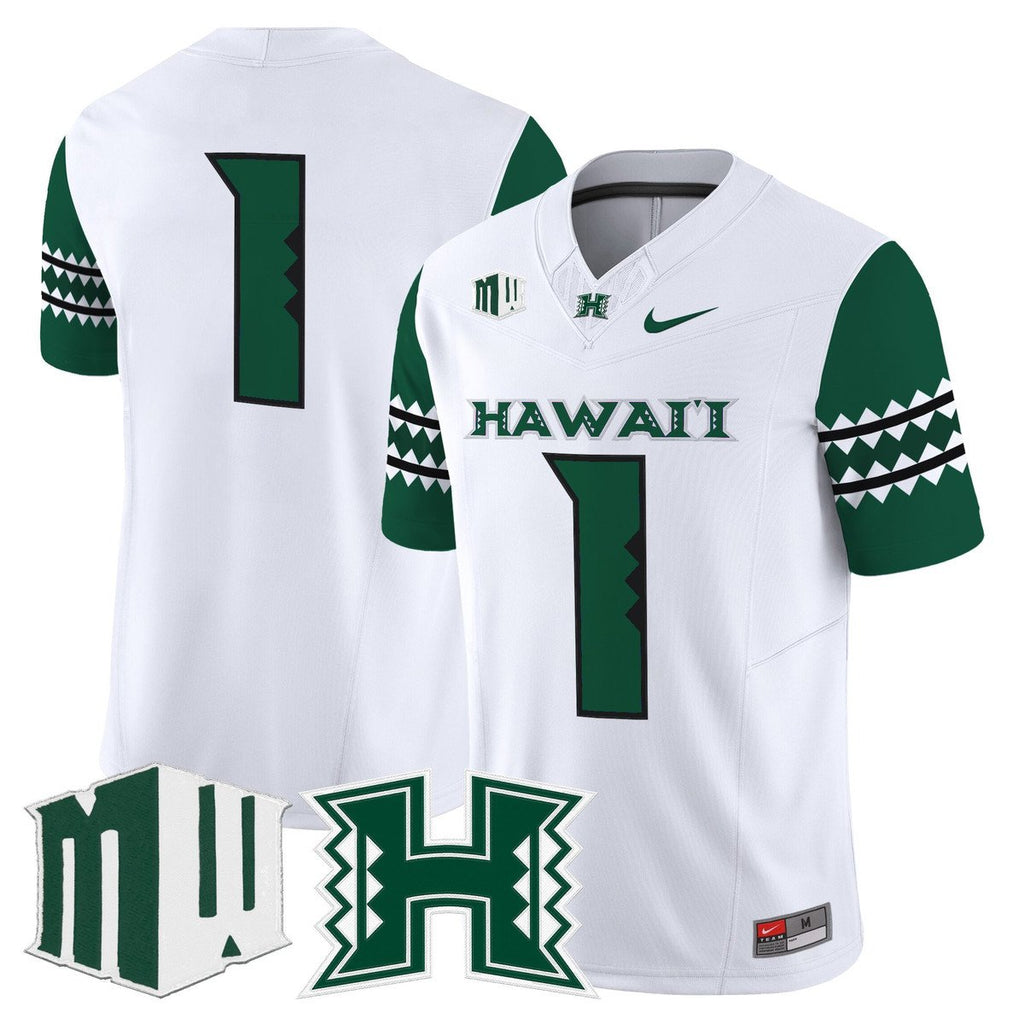 Team Jersey #1 Hawai'i Rainbow Warriors 2025 Vapor Stitched White
