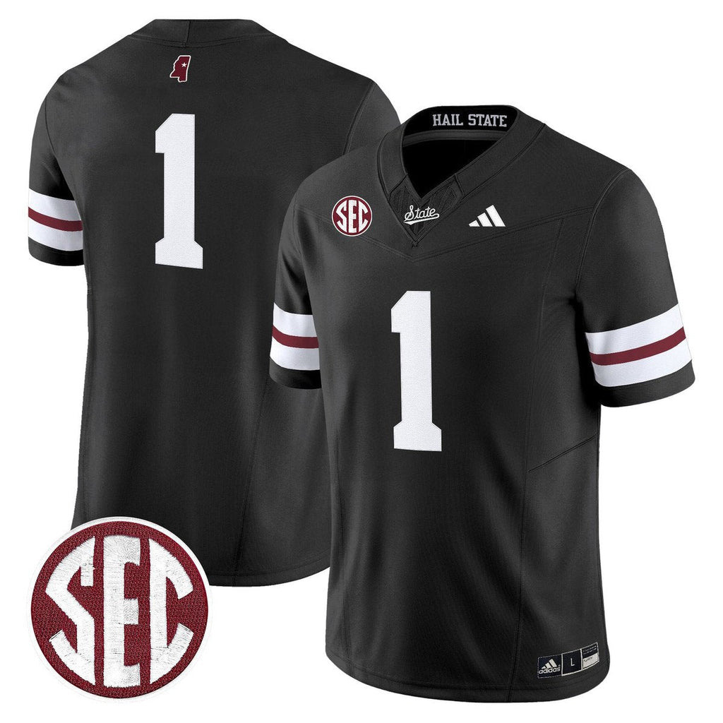 Team Jersey #1 Mississippi State Bulldogs Dark Mode Stitched Black