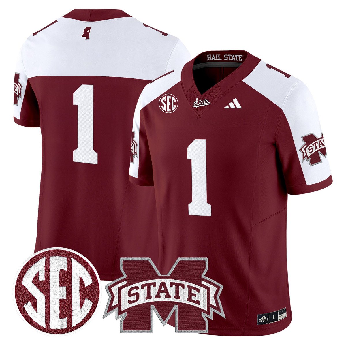 Team Jersey #1 Mississippi State Bulldogs Dark Mode Stitched Maroon Alter