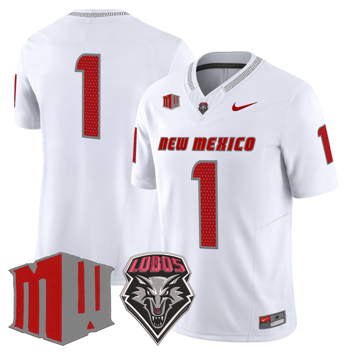 Team Jersey #1 New Mexico Lobos 2025 Vapor Limited Stitched White