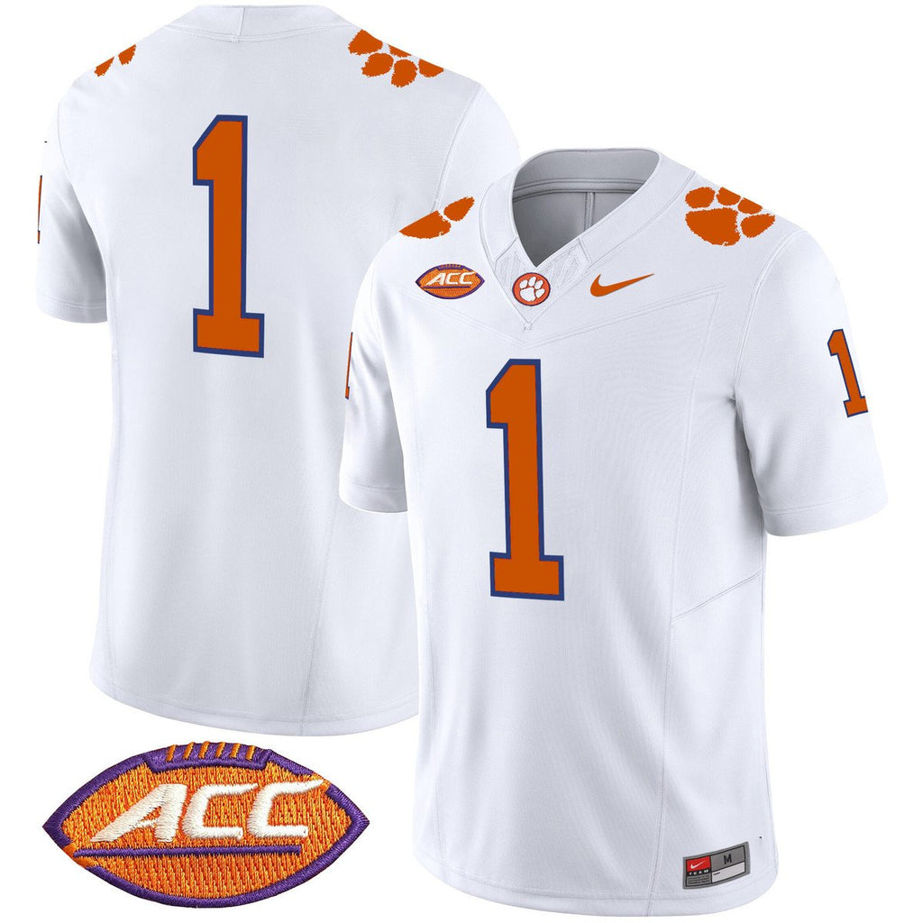 Team Jersey #1 Clemson Tigers 2025 Vapor Limited Stitched White