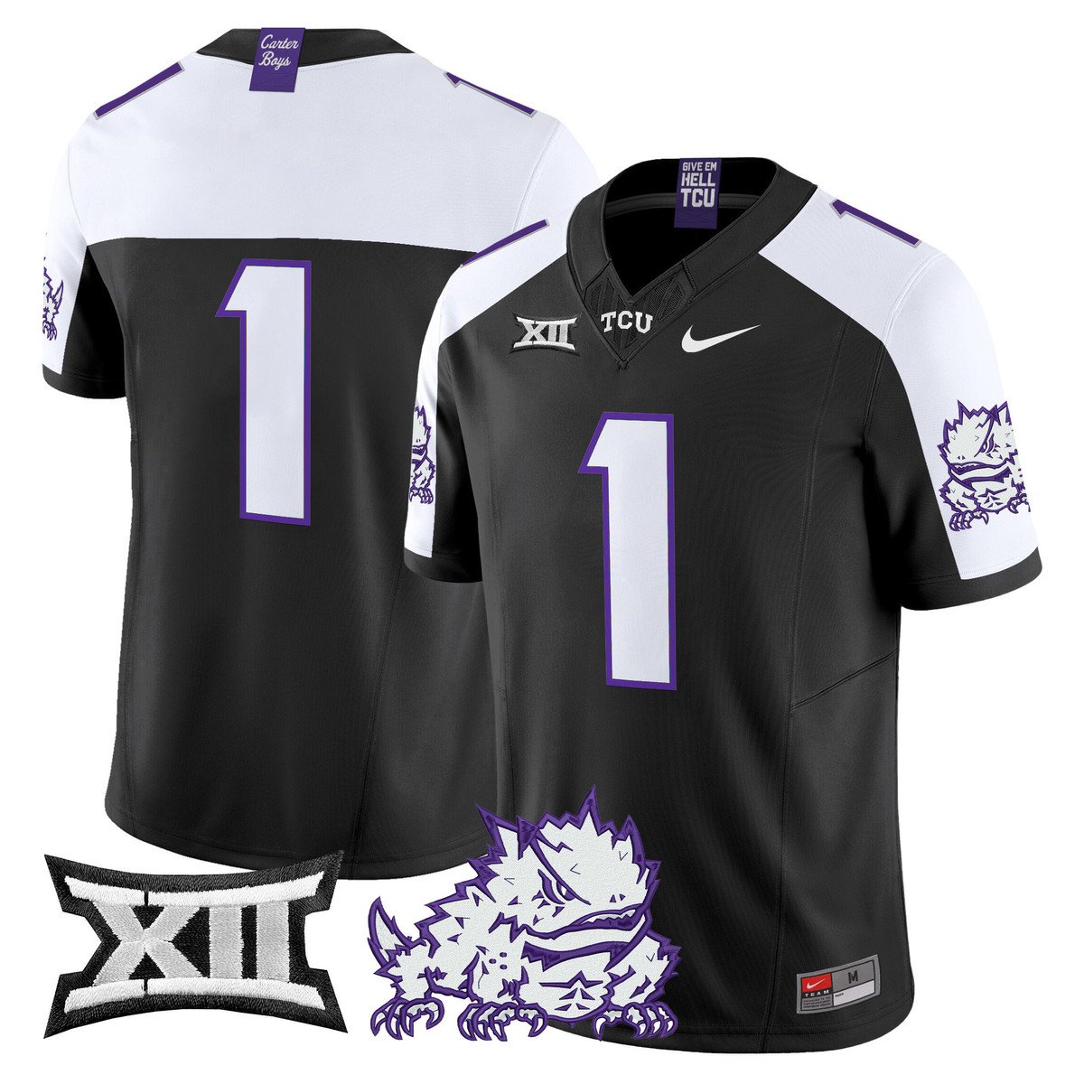 Team Jersey #1 TCU Horned Frogs 2025 Vapor Limited Stitched Black Alter