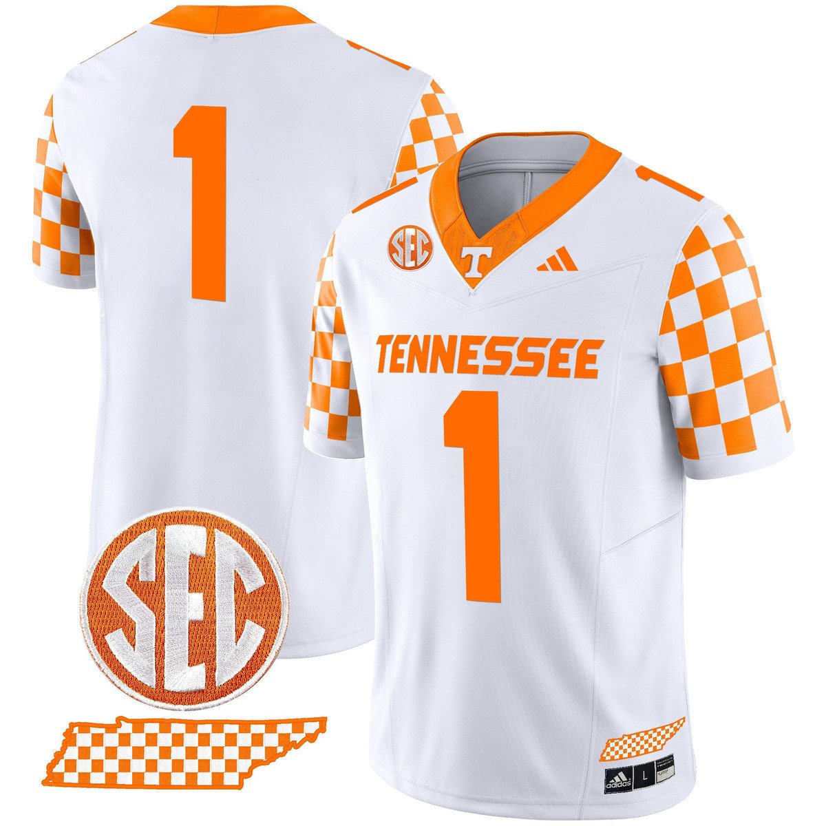 Team Jersey #1 Tennessee Vols Rebrand 2026 Checkerboard Stitched White