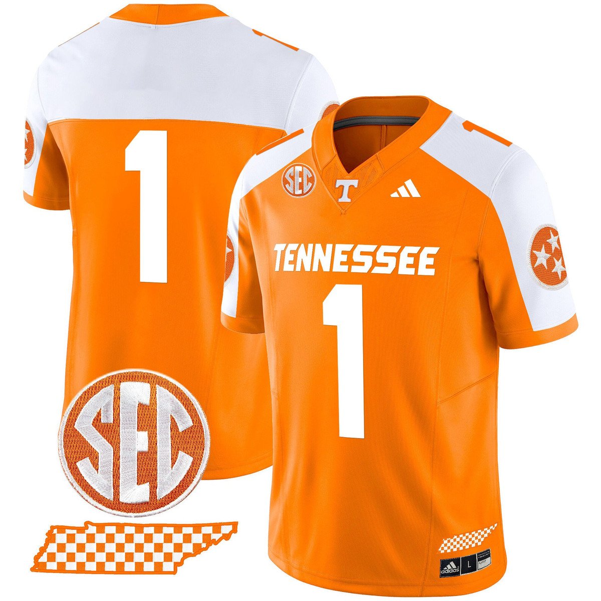 Team Jersey #1 Tennessee Vols Rebrand 2026 Checkerboard Stitched Orange Alter
