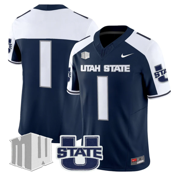 Team Jersey #1 Utah State Aggies 2025 Vapor Limited Stitched Navy Alter