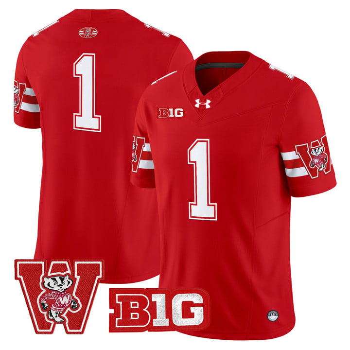 Team Jersey #1 Wisconsin Badgers Throwback Stitched Red