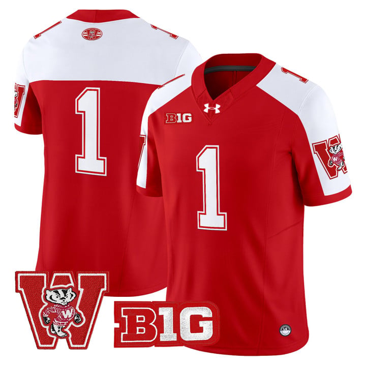 Team Jersey #1 Wisconsin Badgers Throwback Stitched Red Alter