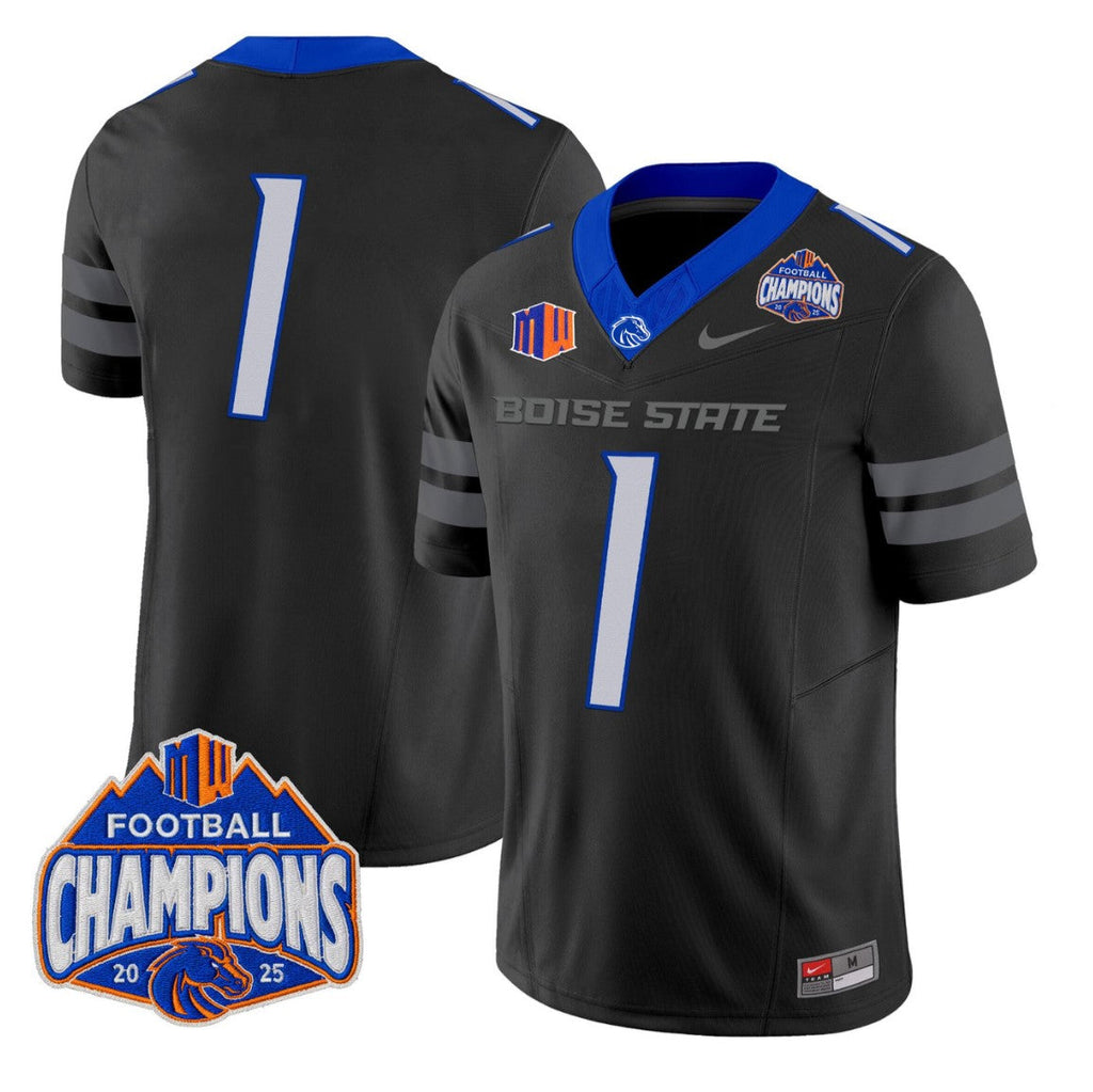 Team Jersey #1 Boise State Broncos 2025 Mountain West Champions Stitched