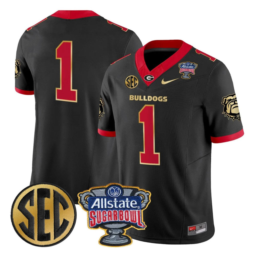 Team Jersey #1 Georgia Bulldogs Sugar Bowl Patch Limited Stitched