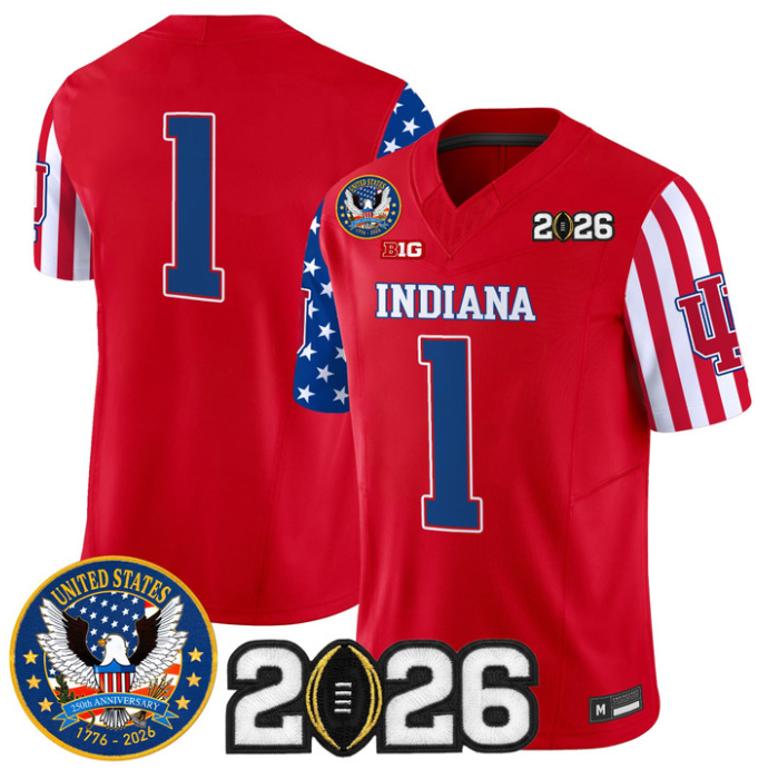 Team Jersey #1 Indiana Hoosiers America 250 Edition 2026 CFP Final Patch Stitched