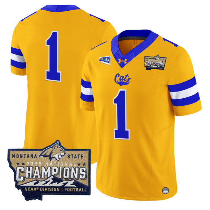 Team Jersey #1 Montana State Bobcats 2025 National Champions Stitched Gold