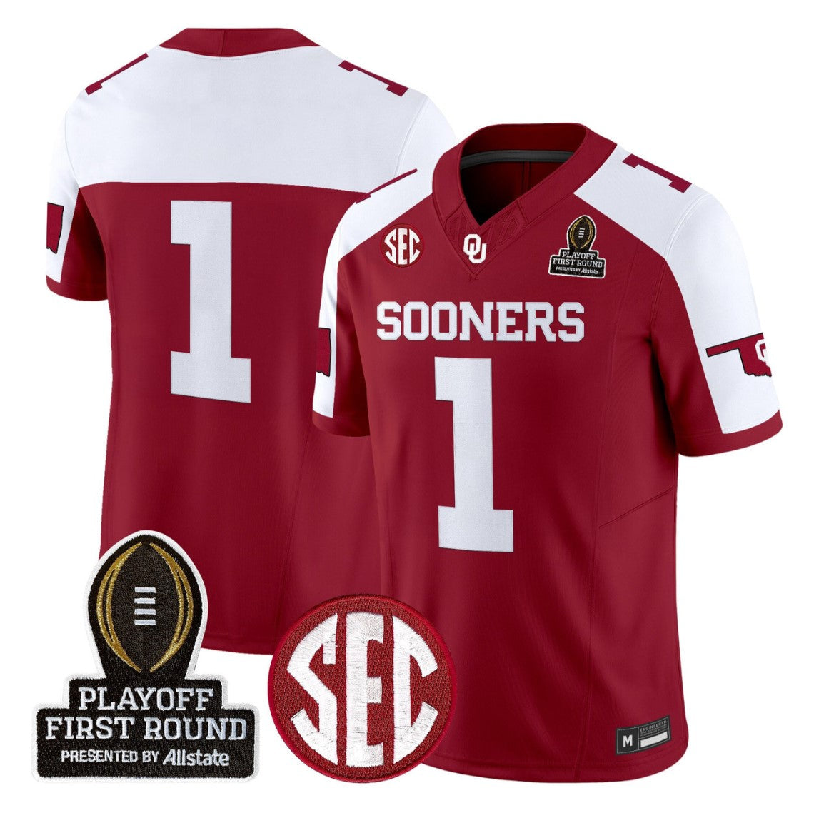 Team Jersey #1 Oklahoma Sooners 2025 Playoff First Round Stitched