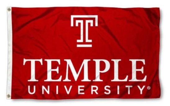Temple Owls Red Flag 3X5ft Banner USA Polyester with 2 Brass Grommets