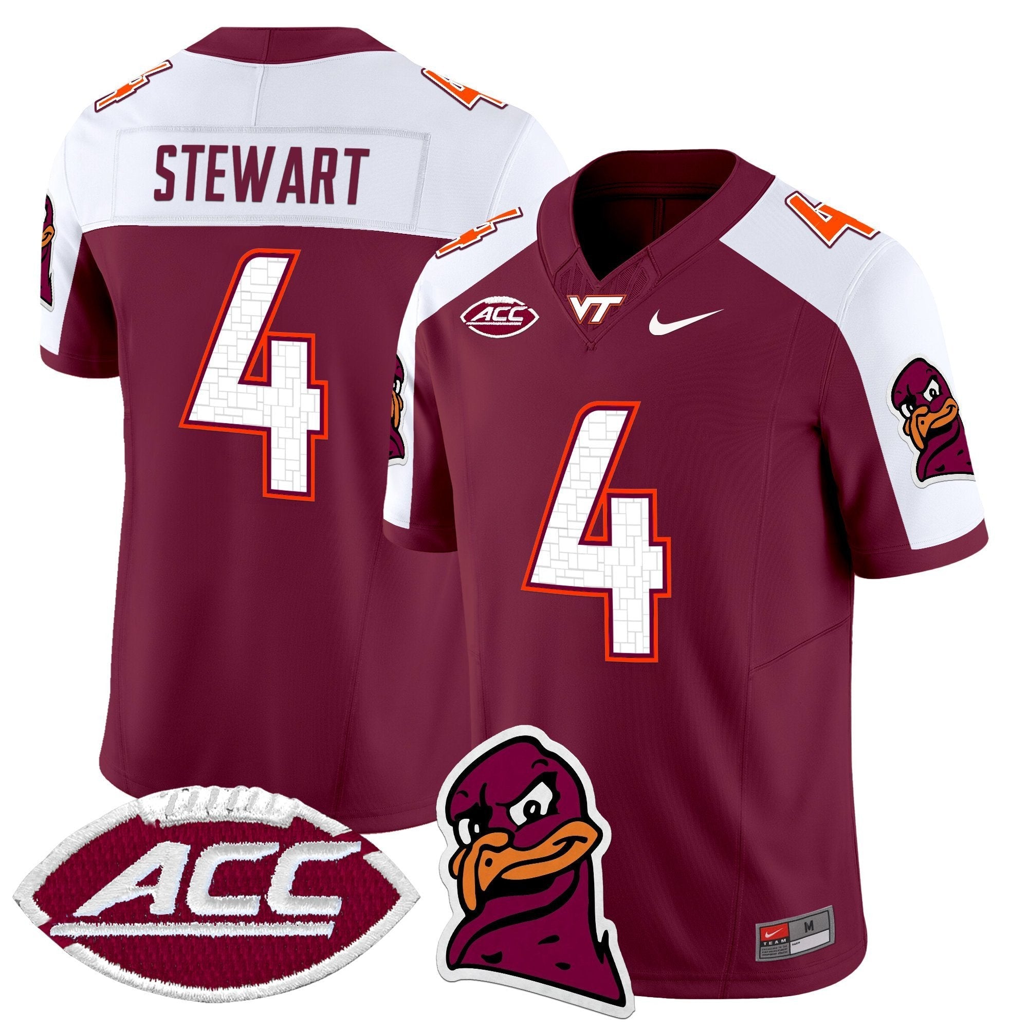 Terion Stewart Jersey #4 Virginia Tech Hokies 2025 Stitched Maroon Alternate
