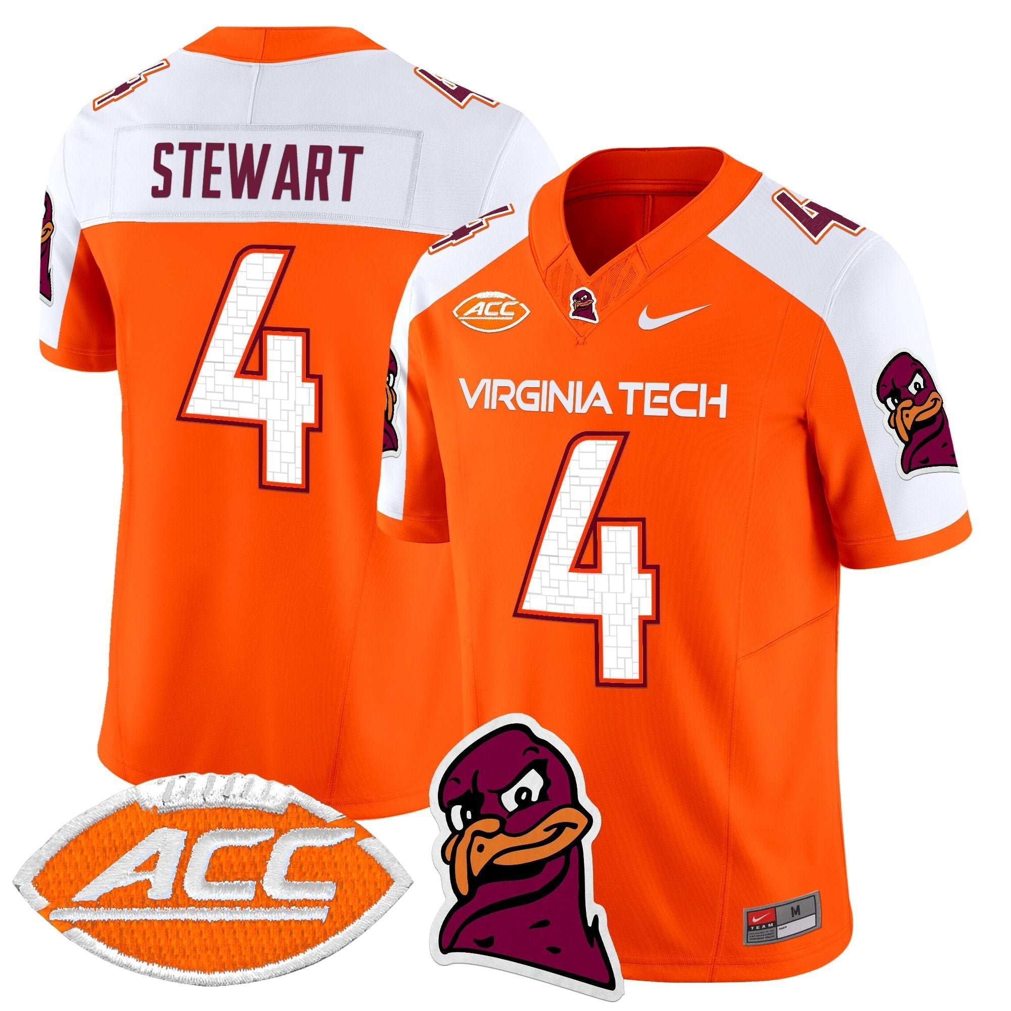 Terion Stewart Jersey #4 Virginia Tech Hokies 2025 Stitched Orange Alternate