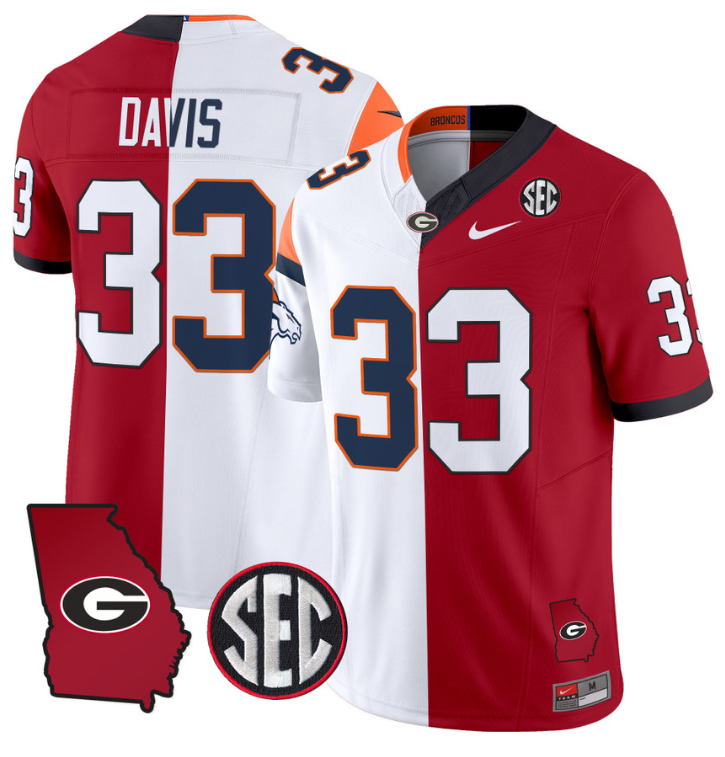 Terrell Davis Jersey #33 Georgia Bulldogs Split Vapor Limited Football Stiched