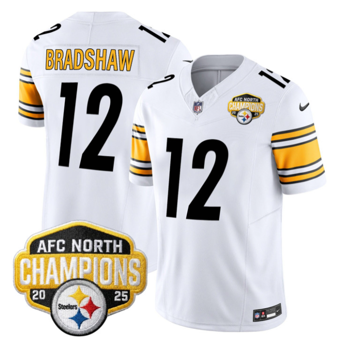 Terry Bradshaw Jersey #12 AFC North Division Champions 2025 Stitched White