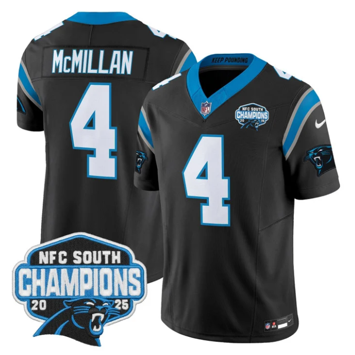 Tetairoa McMillan Jersey #4 NFC South Division Champions 2025 Stitched Black