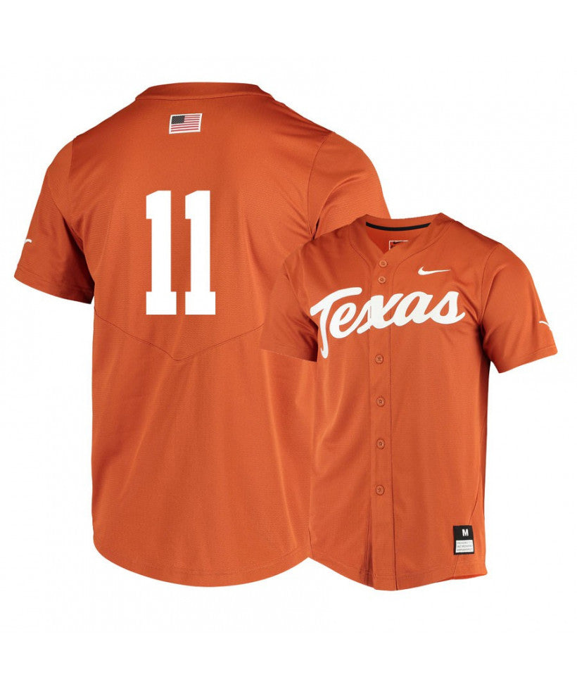 Texas Longhorns 11 Duke Ellis Elite Orange College Baseball Jersey