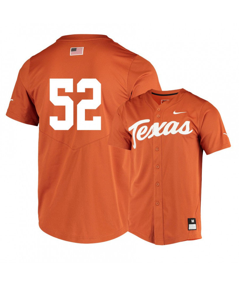 Texas Longhorns 52 Zach Zubia Elite Orange College Baseball Jersey