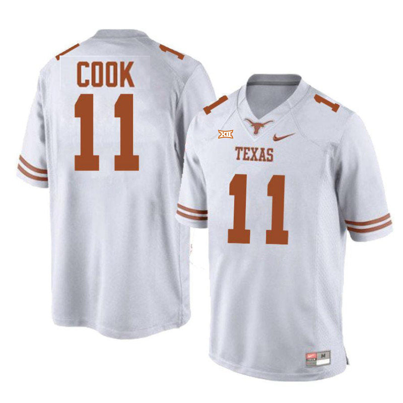 Texas Longhorns Anthony Cook Jersey #11 College Football White