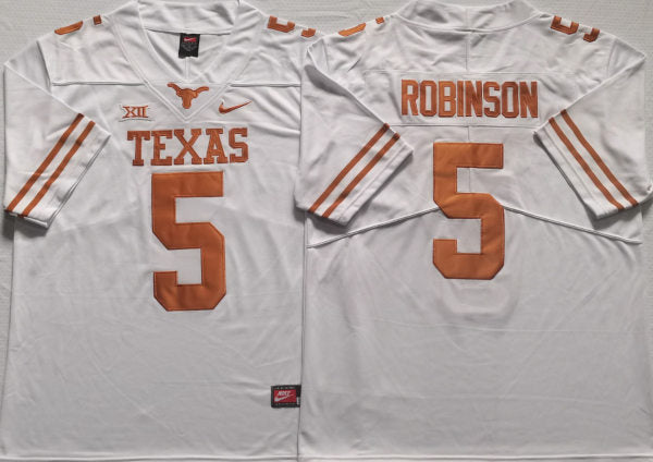 Texas Longhorns Bijan Robinson Jersey #5 College Football White