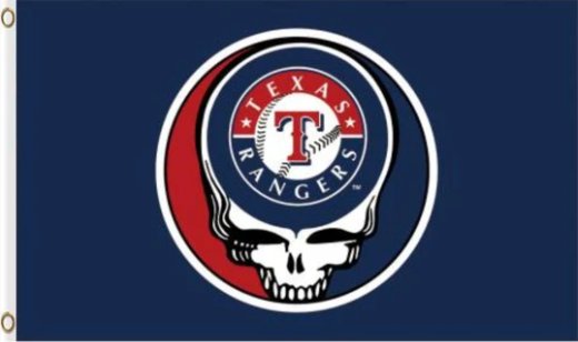 Texas Rangers Dead Skull Flag 3X5Ft Banner USA Polyester with Brass Grommets