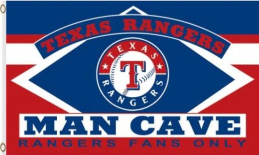Texas Rangers Man Cave Flag 3X5Ft Banner USA Polyester with Brass Grommets