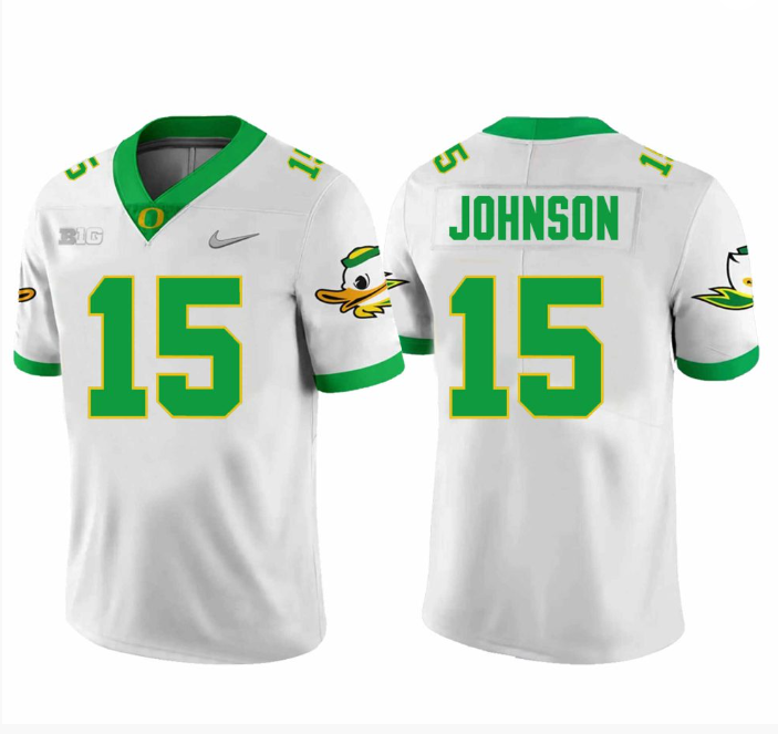Tez Johnson Jersey #15 Oregon Ducks Football White