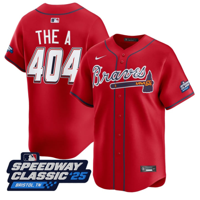 The A Jersey #404 Atlanta Braves Speedway Classic Stitched Red