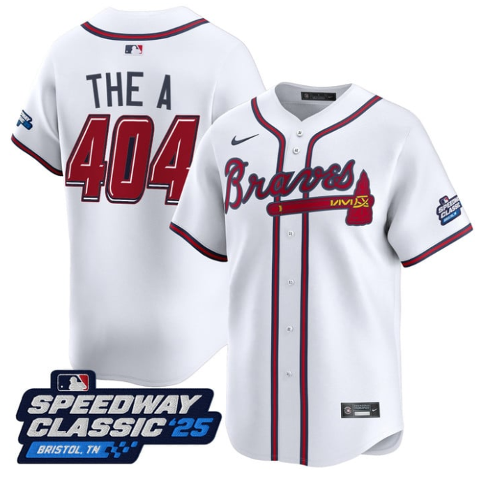 The A Jersey #404 Atlanta Braves Speedway Classic Stitched White