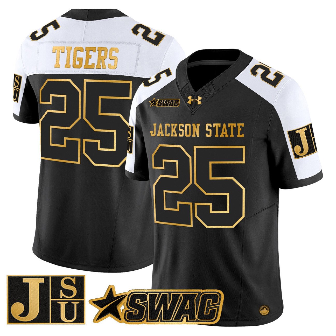 Tigers Jersey #25 Jackson State Tigers 2025 Gold Vapor Stitched