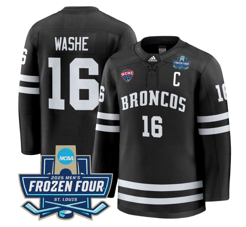 Tim Washe Jersey #16 Western Michigan Broncos 2025 Frozen Four Patch Stitched Black