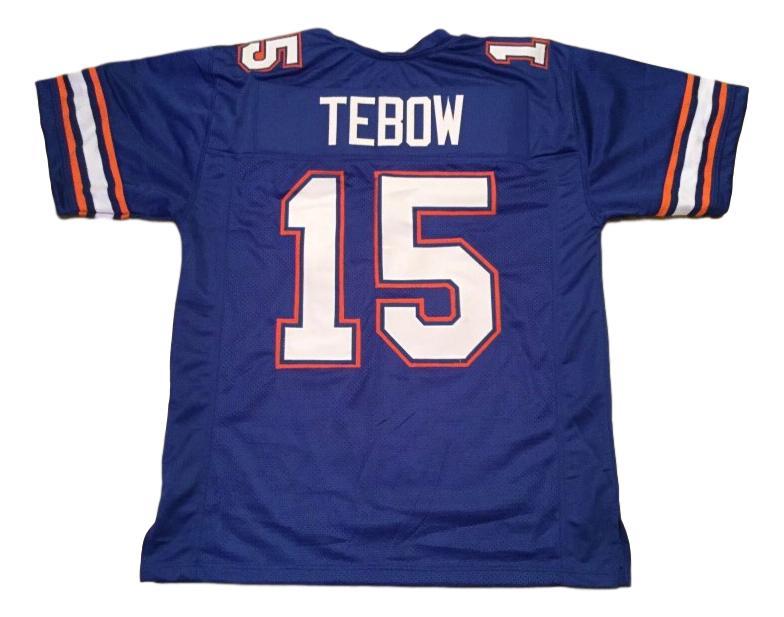 Tim Tebow CUSTOM STITCHED Unsigned Football Jersey Blue