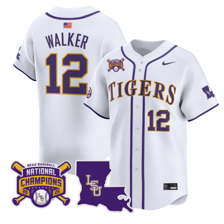 Todd Walker Jersey #12 LSU Tigers 2025 World Series Champions Stitched White