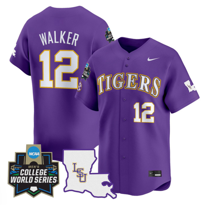 Todd Walker Jersey #12 LSU Tigers 2025 World Series Stitched Purple
