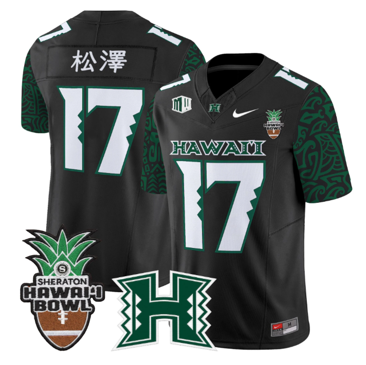 Tokyo Toe Jersey #17 Hawai'i Rainbow 2025 Hawai'i Bowl Stitched Black Limited