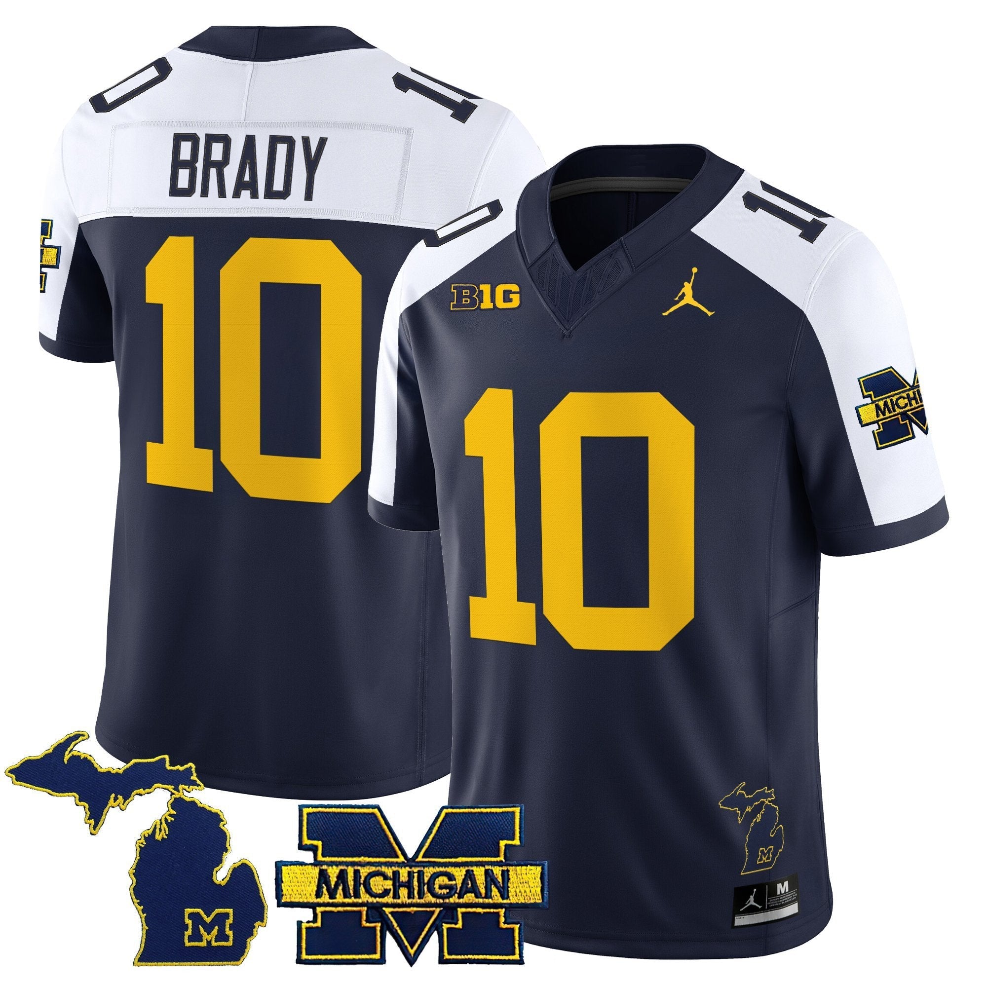 Tom Brady Jersey #10 Michigan Wolverines 2025 Vapor Stitched Navy Alternate