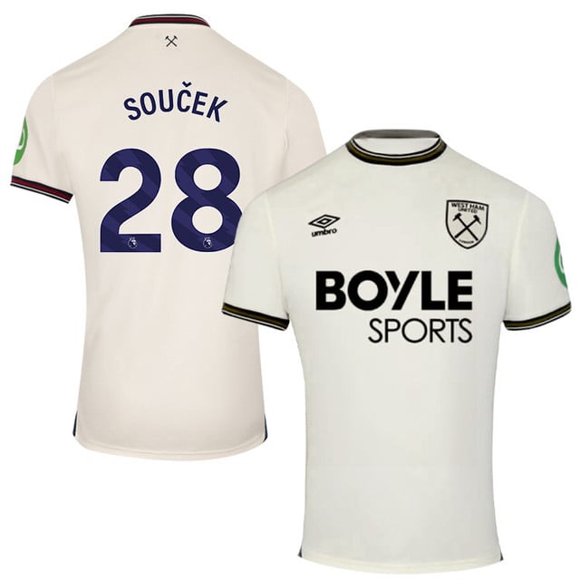 Tomas Soucek #28 West Ham United 2025-26 Away Match Jersey – Cream